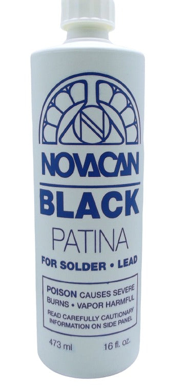 16 oz PATINA FOR STAINED GLASS Novacan BLACK for Solder Lead CHEMICALS –  Rocky Mountain Glass Crafts